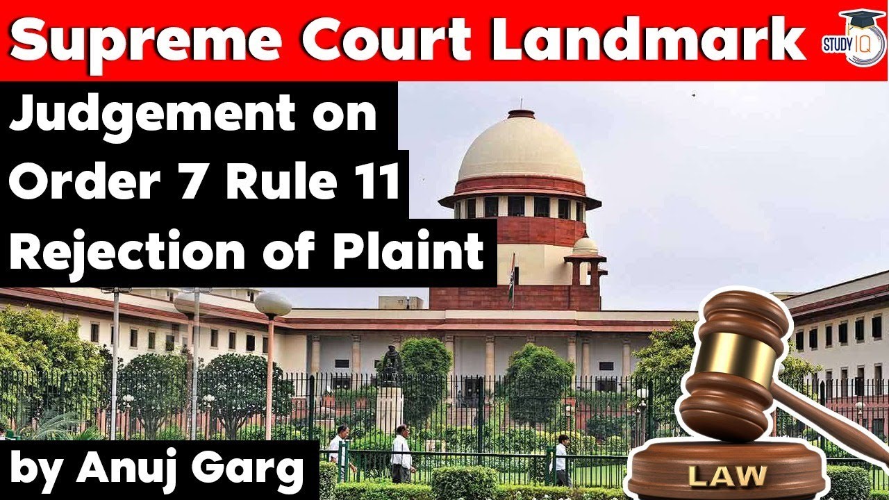 Supreme Court Landmark Judgement on Order 7 Rule 11 Rejection of Plaint - Rajasthan Judiciary Exam