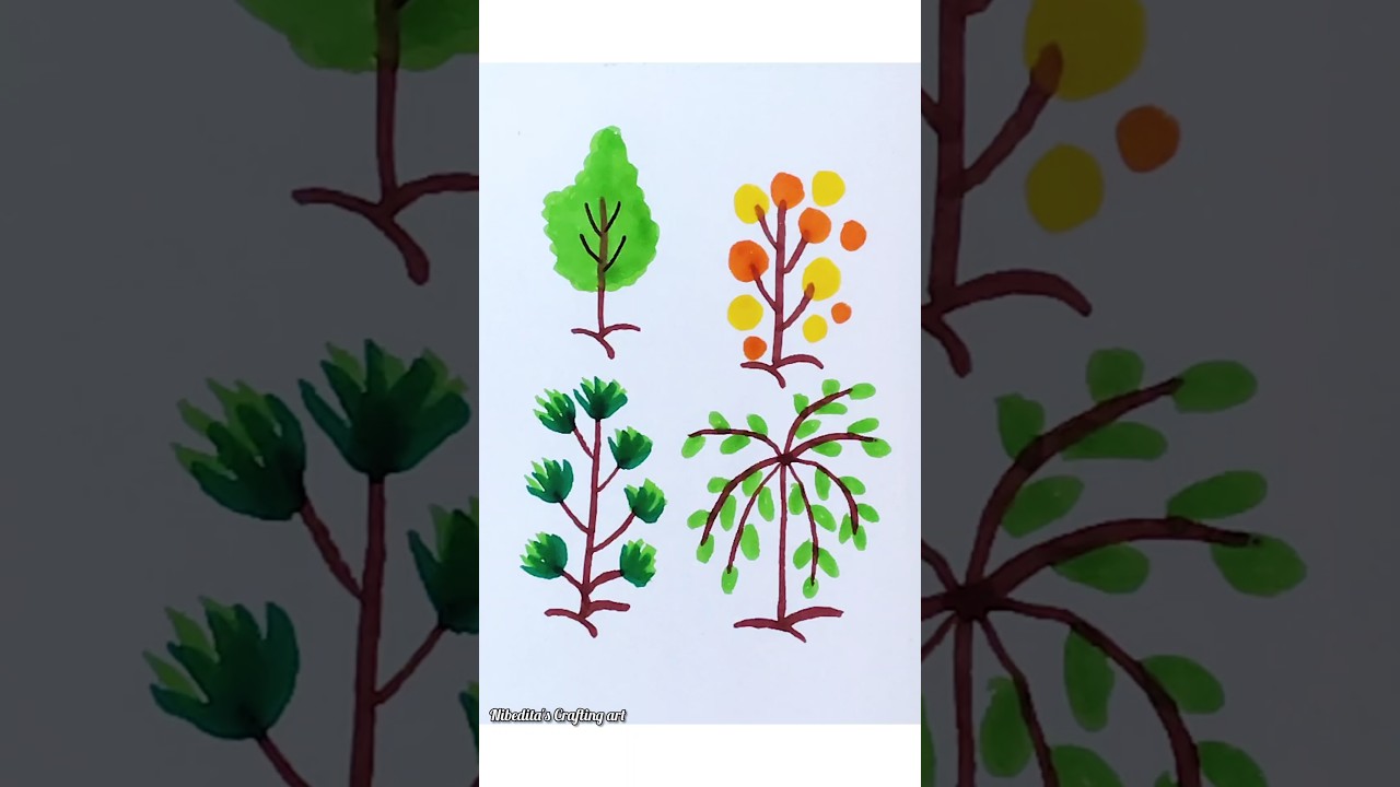 How to draw trees easily step by step / Beautiful tree drawing tutorial 