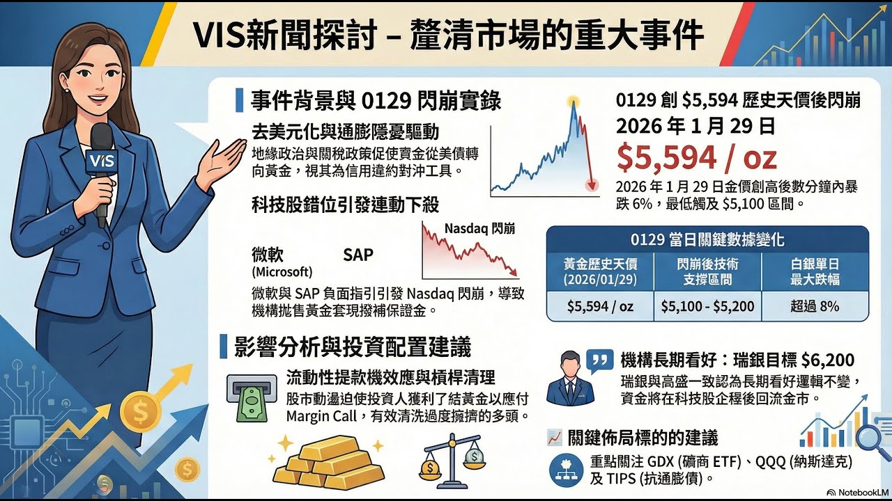 黃金創天價後閃崩 6%！科技股崩盤竟是背後真兇？揭秘 2026 黃金投資陷阱！ | [VIS新聞探討]