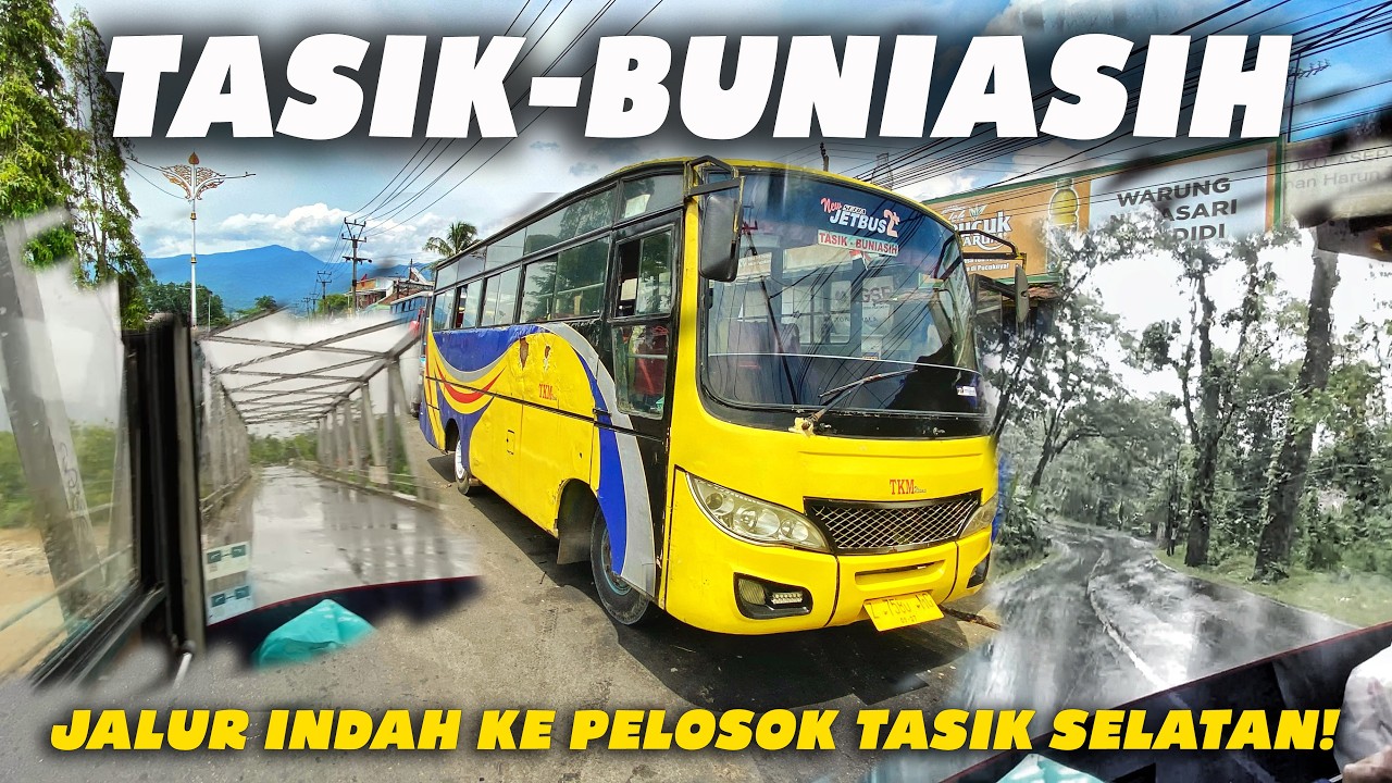 Jarang Terekspos, Naik Bus TKM Utama Disertai Hujan Deras di Jalur Eksotis Tasik Selatan! Part 1