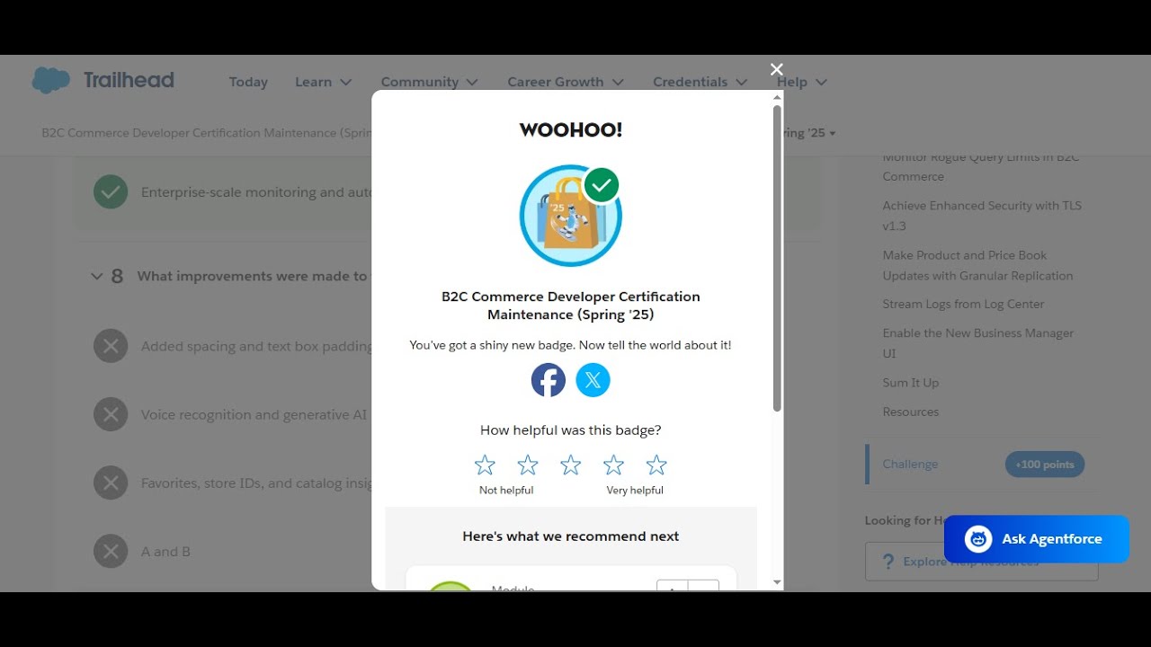 B2C Commerce Developer Certification Maintenance (Spring '25) || Trailhead Salesforce 2025