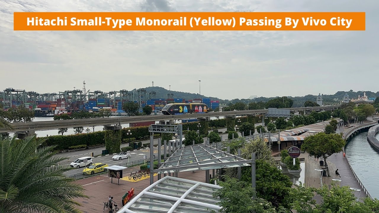 [Pac-Man Themed][STRIDES] Hitachi Small-Type Monorail (Yellow) Passing By Vivo City