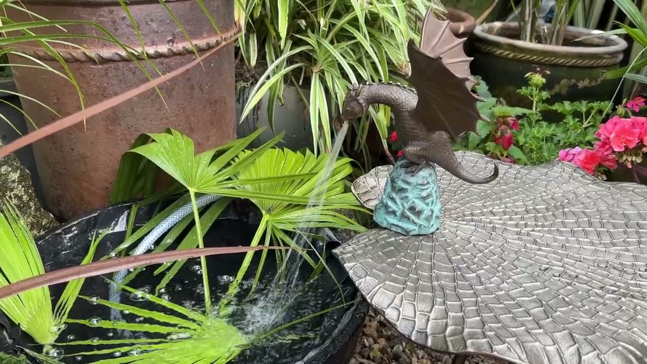 Bronze Dragon Fountain Sculpture Garden Ornament Water Feature FO 57