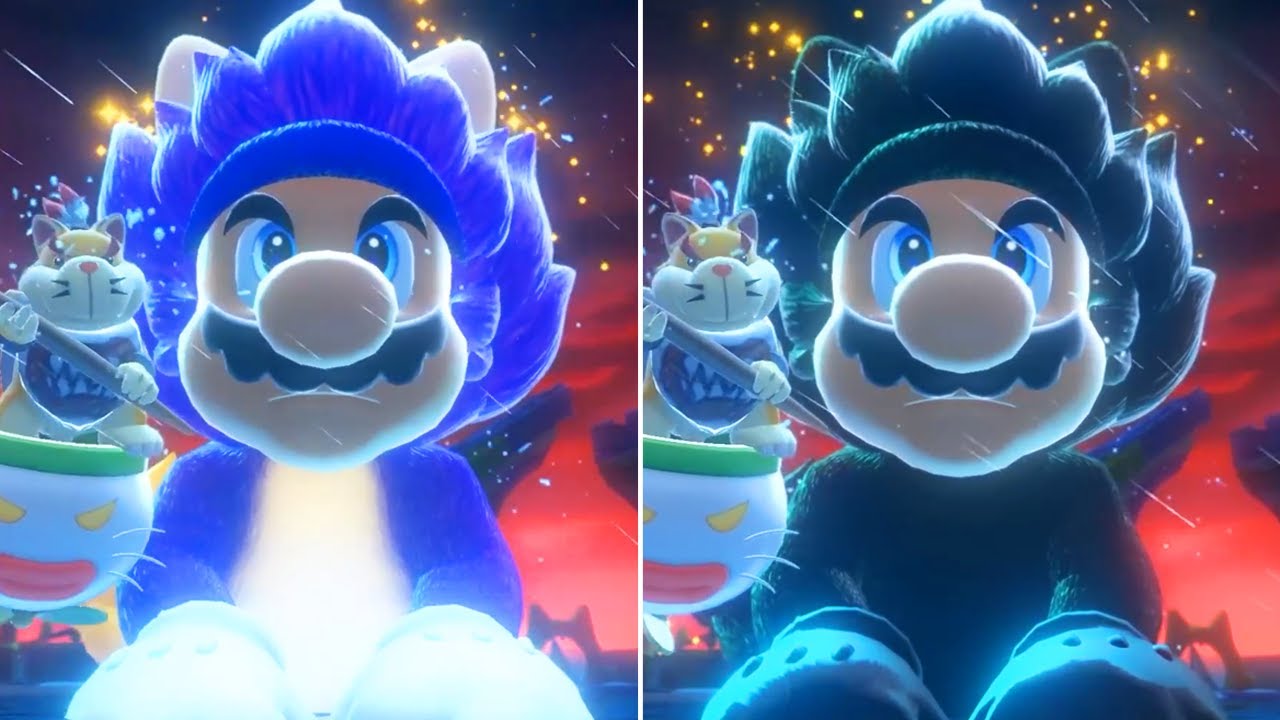 Bowser's Fury - Blue vs Dark Giga Cat Mario (Comparison)