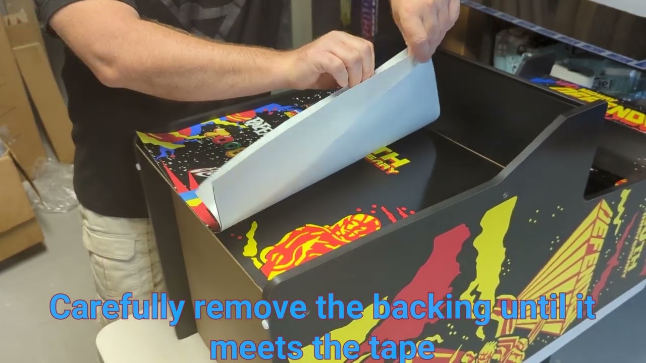 Arcade cabinet vinyl side art kick panel installation
