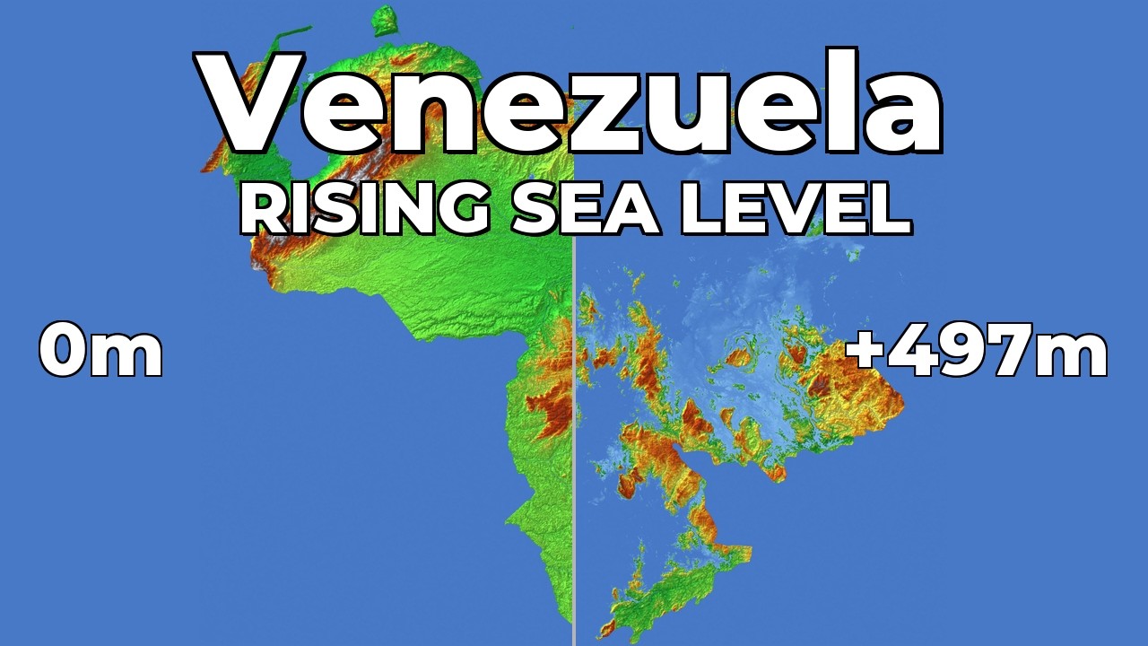 (4K) Rising Sea Level - Venezuela 🇻🇪 🌊🏔️ #geography #map #sealevelrise #venezuela