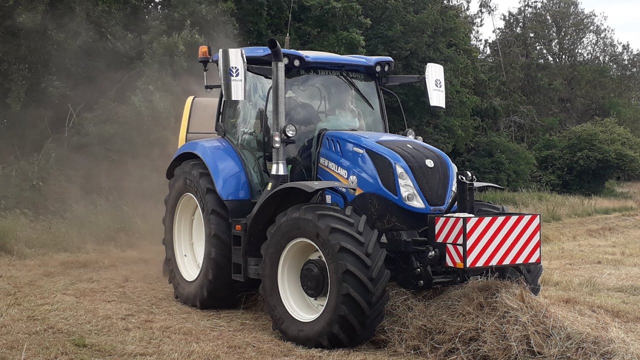 New Holland T6.180 Baling Hay.