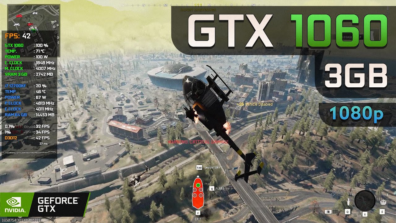 GTX 1060 3GB | COD Warzone Benchmark | 1080p, Minimum, Ultra
