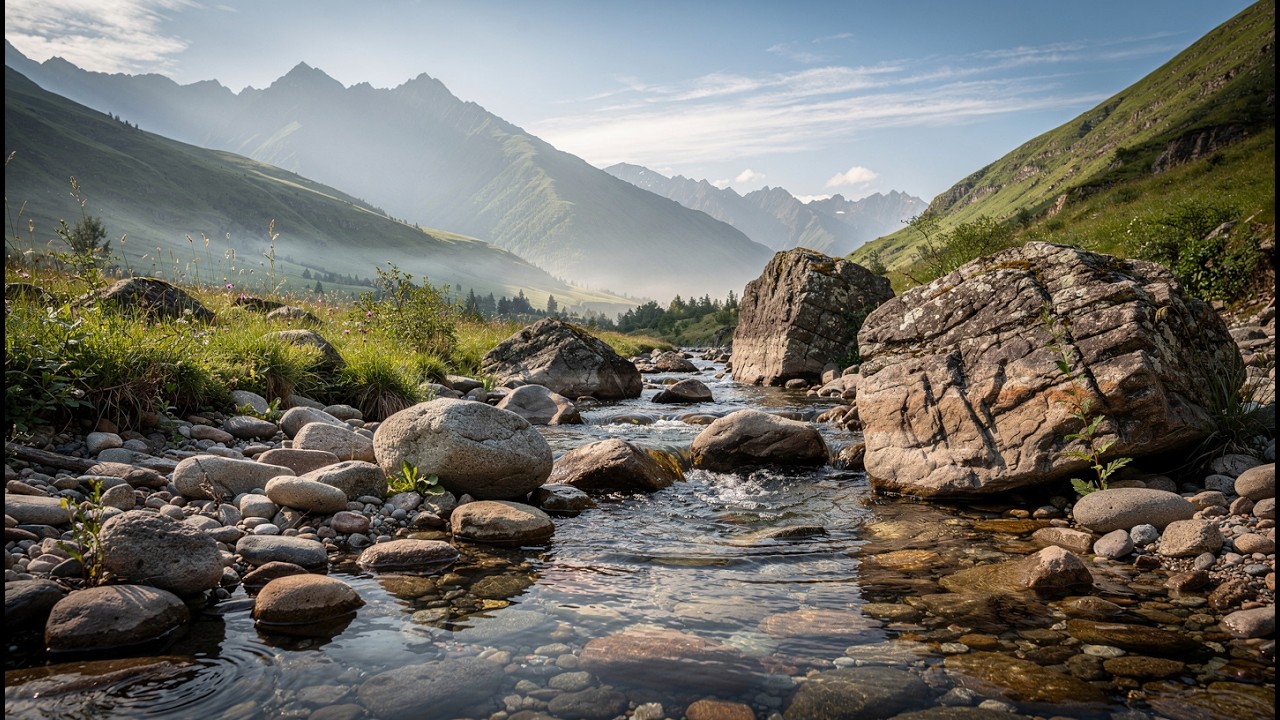 Misty Mountain Stream Sounds 🌄 Gentle River Flow for Sleep, Study & Relaxation