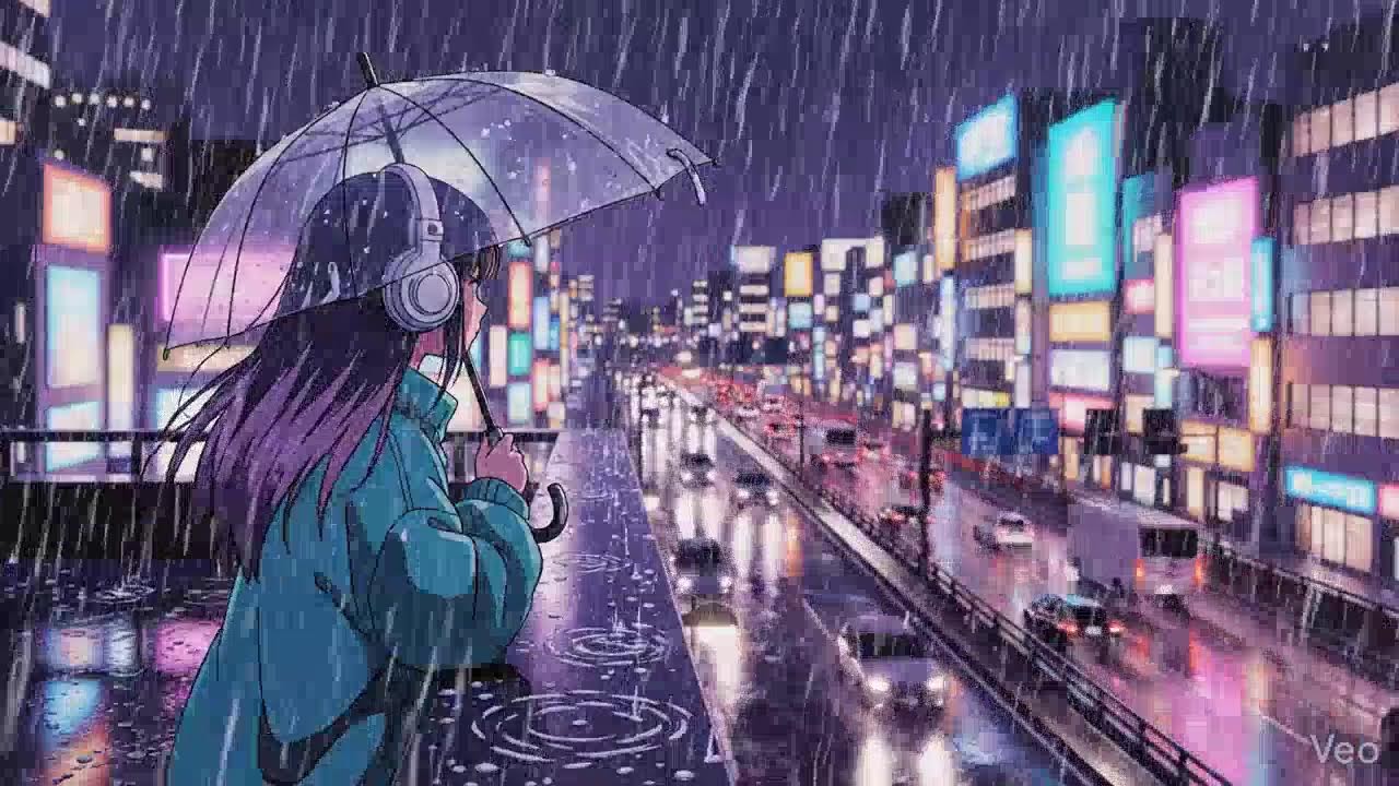 Rainy Night ASMR 🌧️ Neon Japan Lofi Chillhop