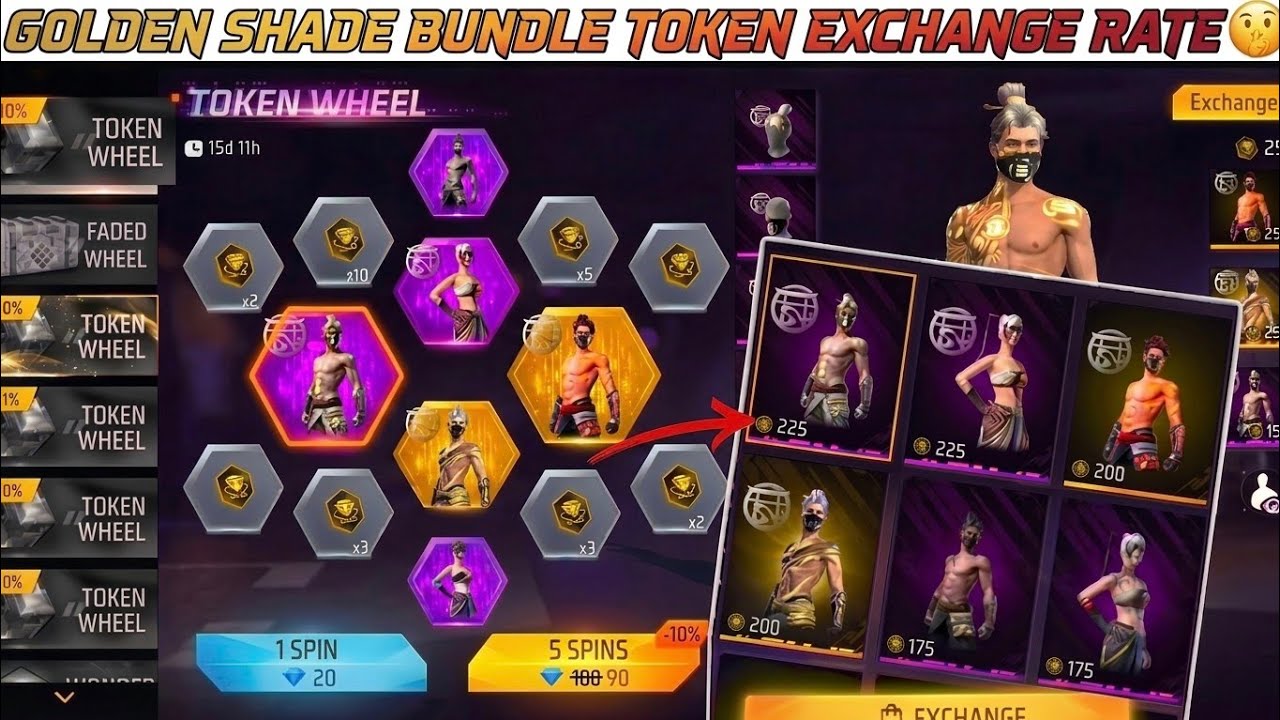 Golden shade bundle return date | Golden shade bundle token exchange rate | Free Fire upcoming event