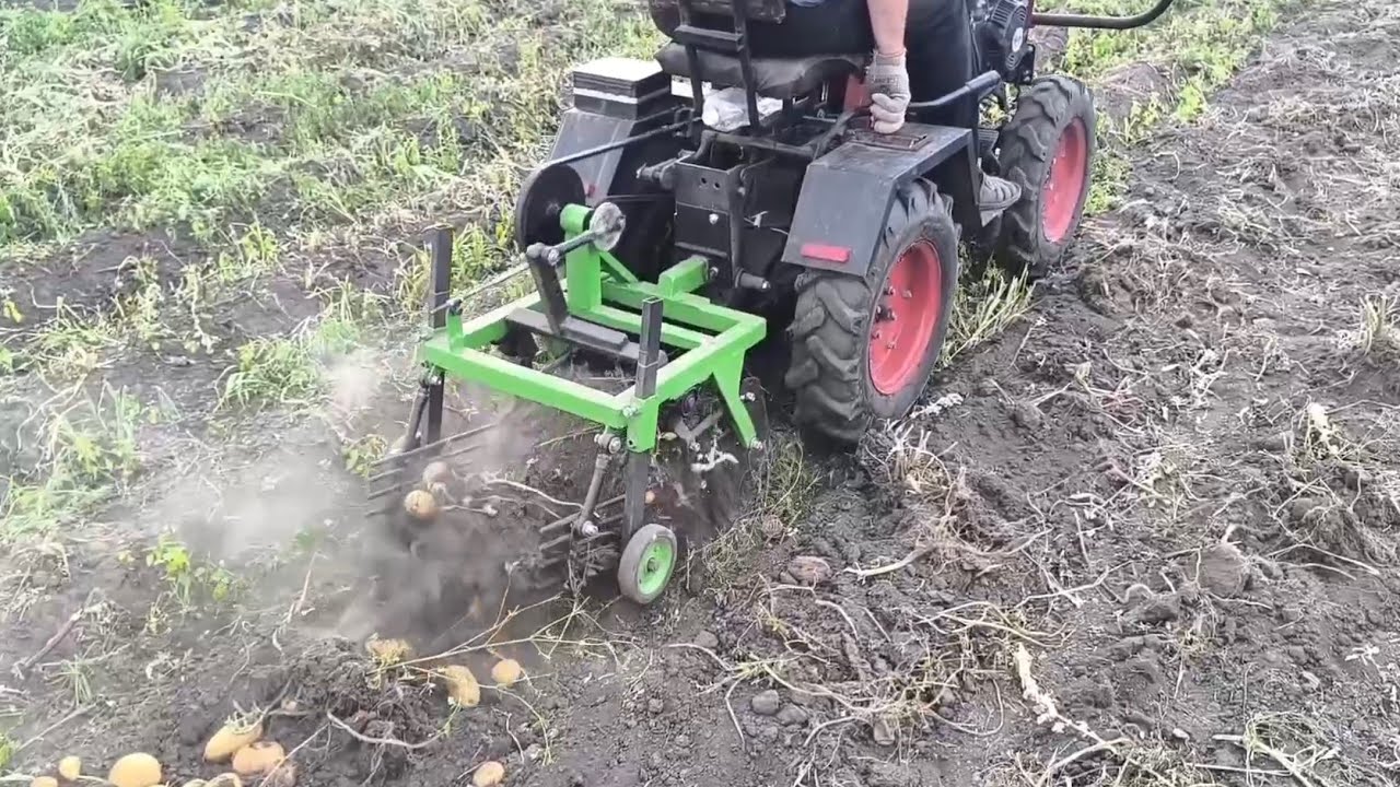 Самодельная картофелекопалка +самодельный  мототрактор