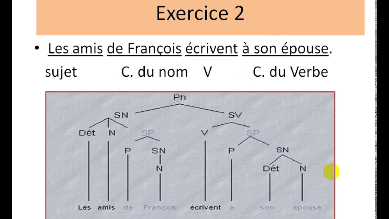 Représentation arborescente de la phrase - EXERCICES