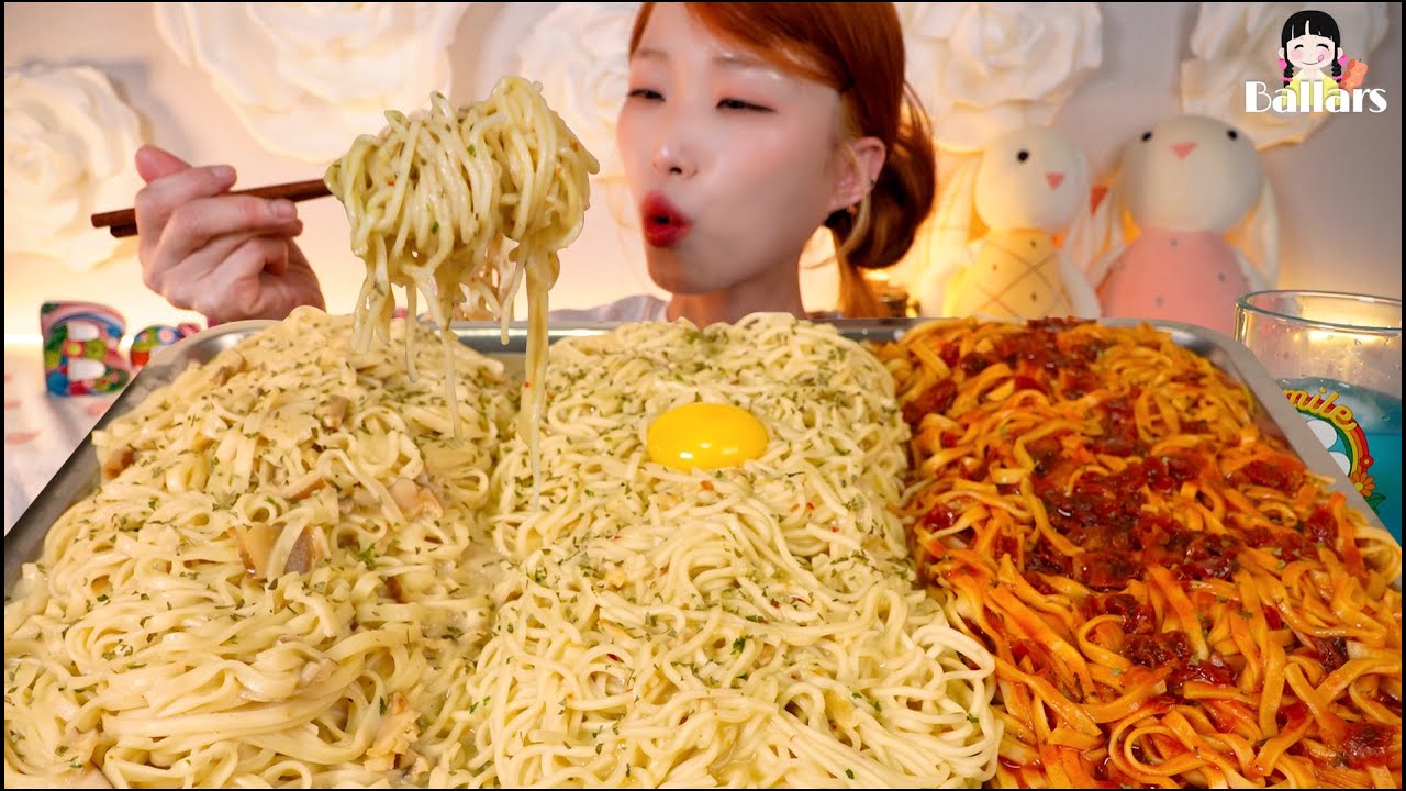 Mukbang:) 🍝12 servings of tomato, cream and oil pasta Mukbang ☆ Big Bites :: ASMR :: Eatingshow ☆