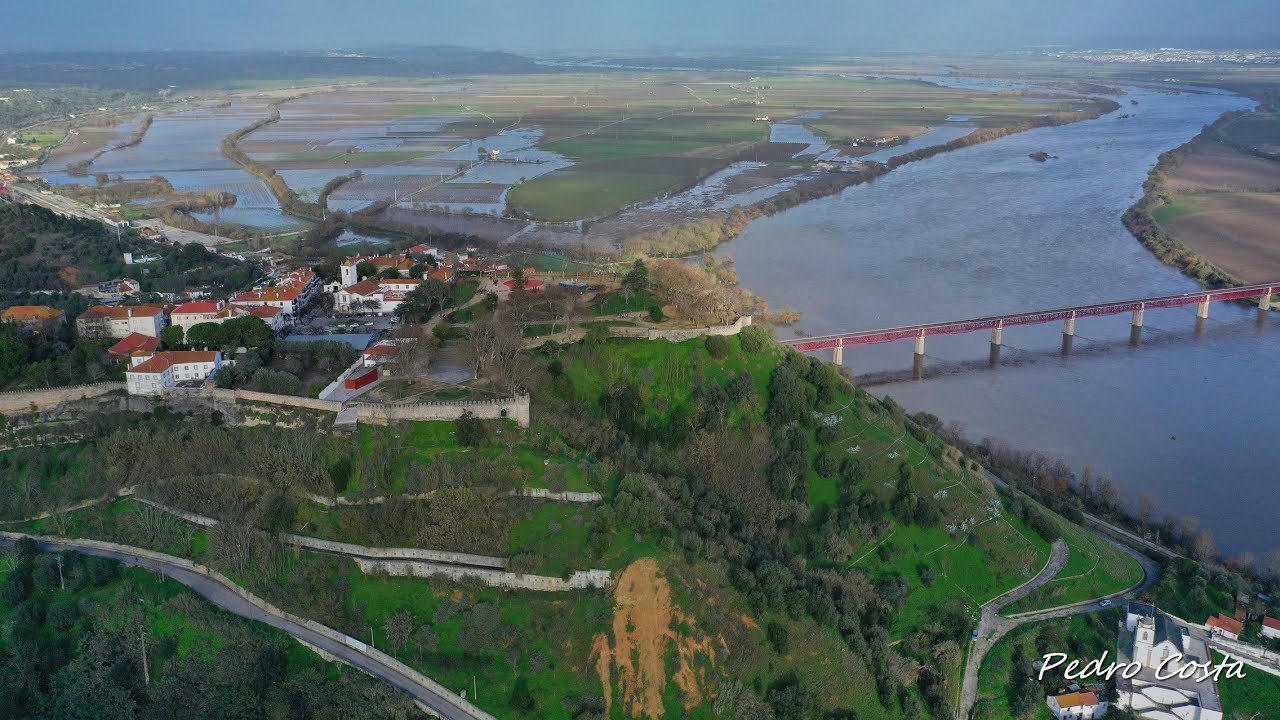 Vista aérea das cheias na Ribeira de Santarém - Dezembro de 2019