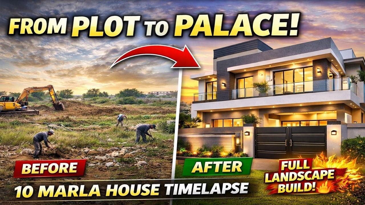 10 Marla Pakistani House Construction | Full Horizontal Landscape Timelapse Transformation 🏠🔥