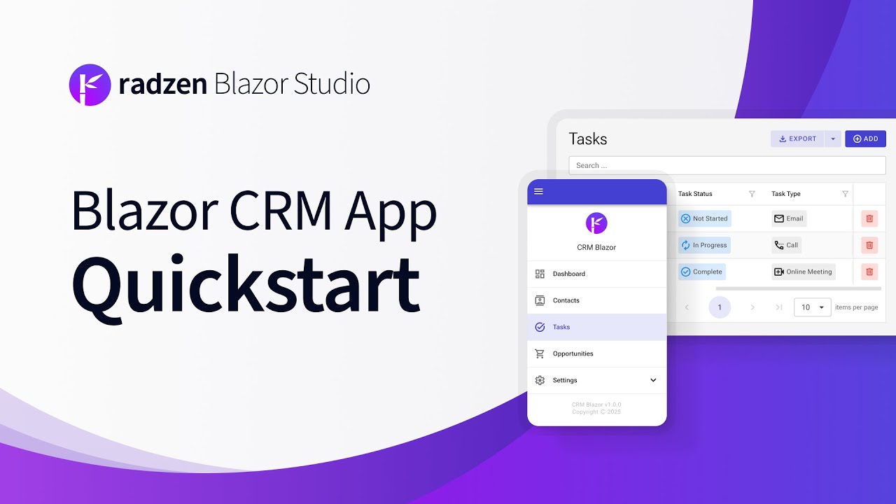 Create a Full CRM App in Minutes &mdash; Radzen Blazor Studio Quickstart
