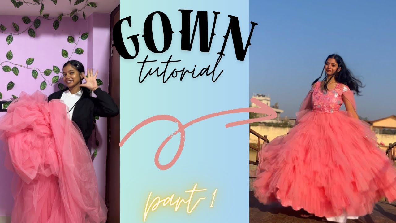 pintresty pink layered gown👗 part-1  / cutting and stitching tutorial/ gown layered bottom 