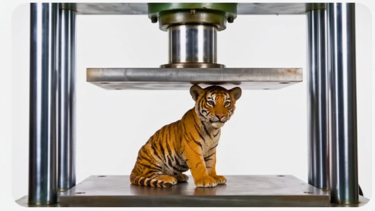 Tiger cubVS Hydraulic Press   AI ASMR, Ultimate Oddly Satisfying 4