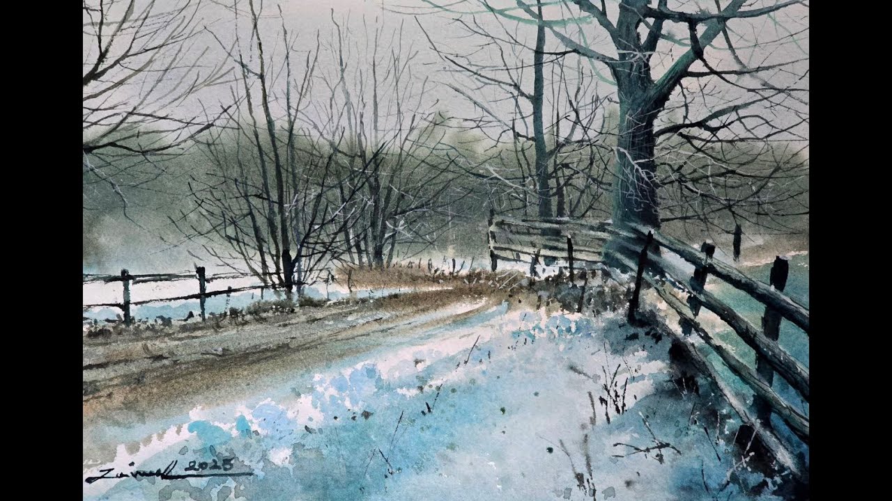 Watercolour Painting Tutorial : Snowy Trees