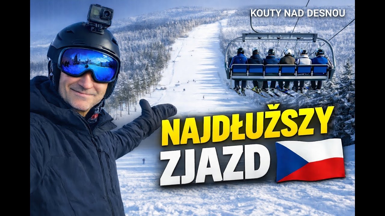 Kouty nad Desnou – pełny przejazd niebieskiej trasy 3 km | Czechy 🎿