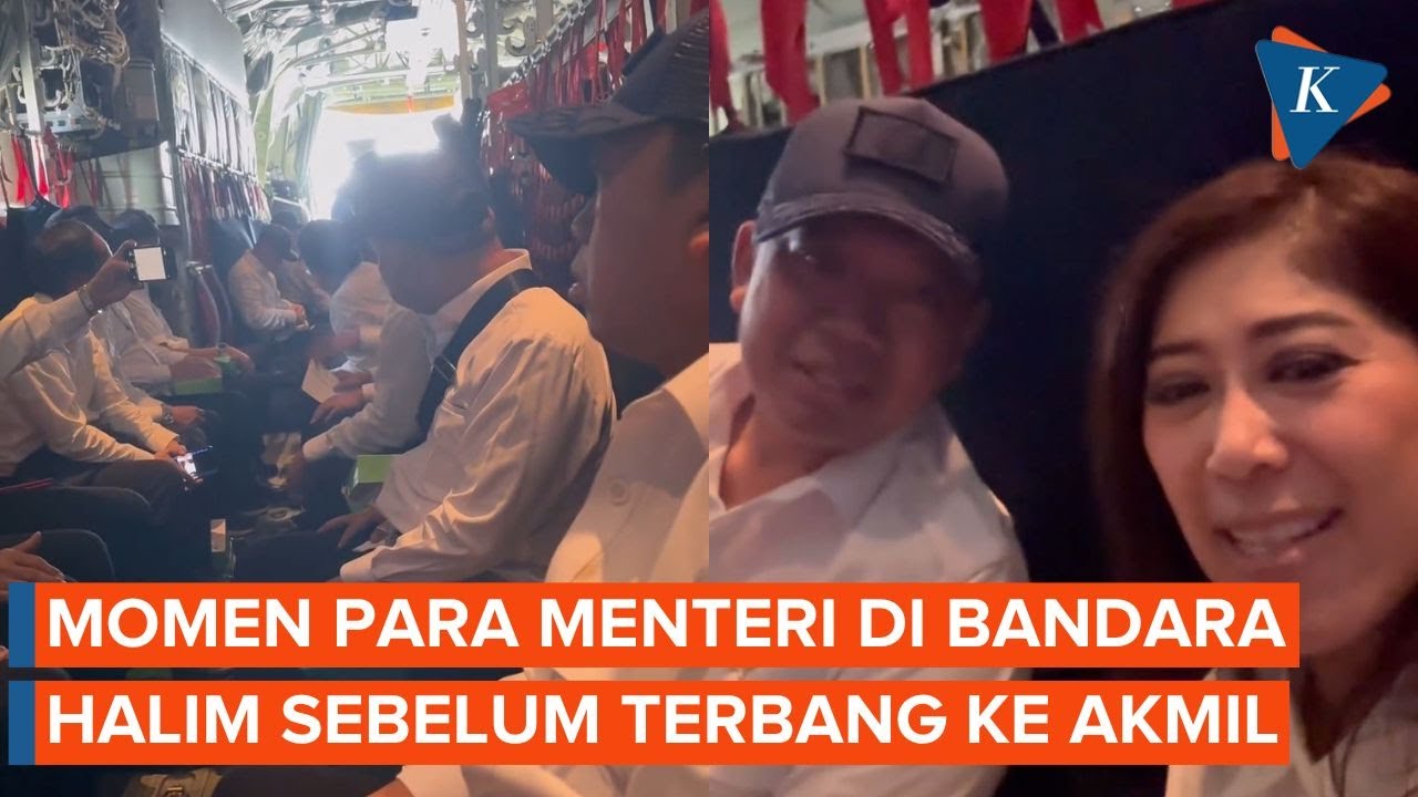 Momen Menteri Kabinet Merah Putih Naik Hercules TNI AU Menuju Akmil Magelang
