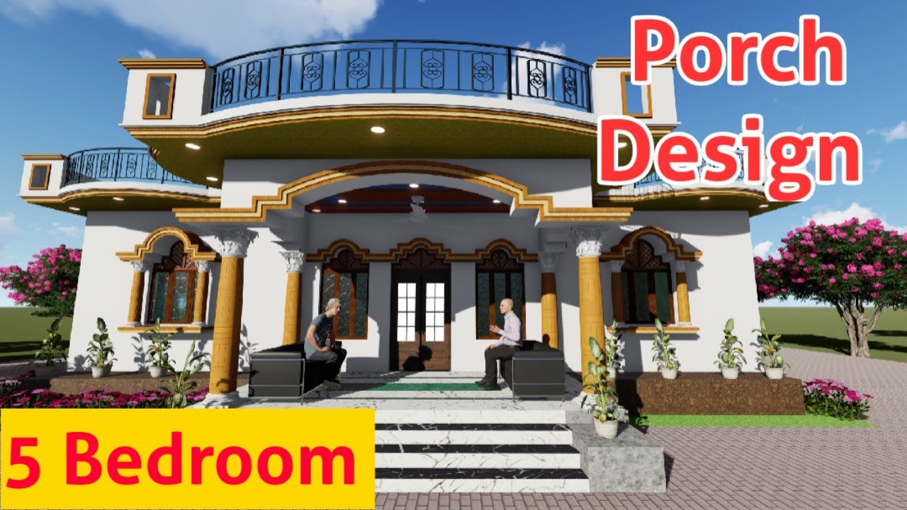 Arch Model House Front Design , 44X45 Me Ghar Ka Naksha Arch Model with 5 Bedroom For Village