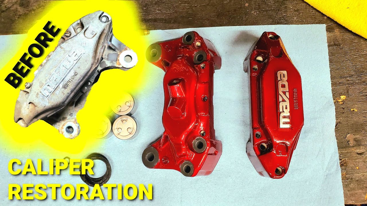 28 YEARS OLD MAZDA RX7 FD BRAKE CALIPERS RESTORATION / 4 PISTON / DELETE ABS