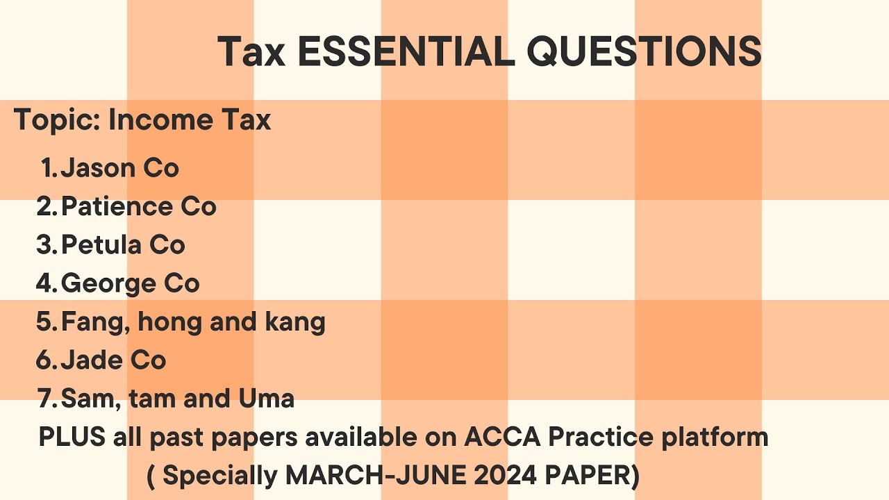 ACCA Tax Essential Questions | Punya Aggarwal | @beingacca
