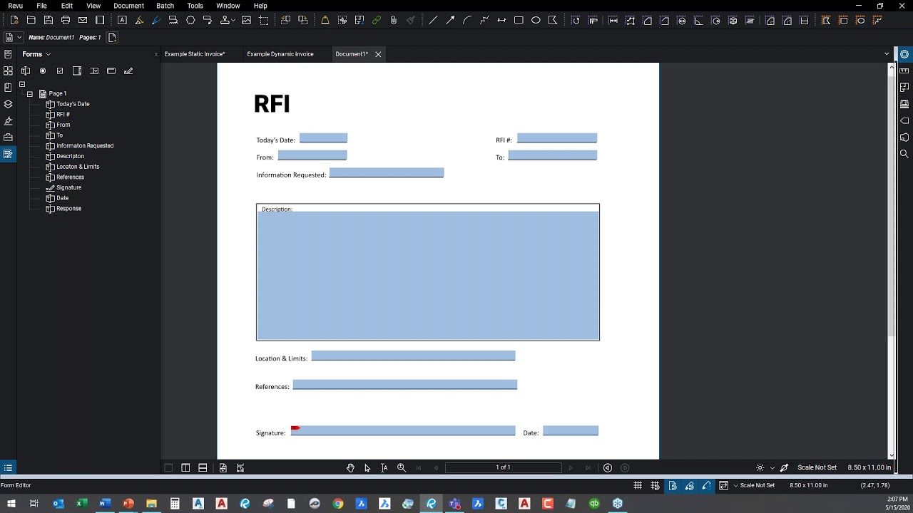 Automatic Forms Creation in Bluebeam Revu
