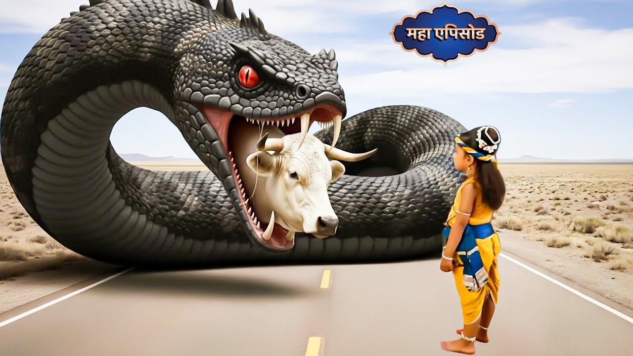 देखिए महाएपिसोड में _ नन्हे  कान्हा खुद भीड़ गए गैया को बचाने के लिए भयानक अजगर से || #bhakti
