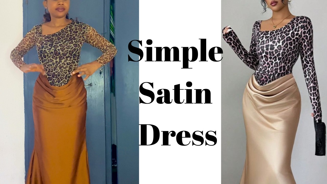 How to cut and sew long Satin dress with dropped waistline
