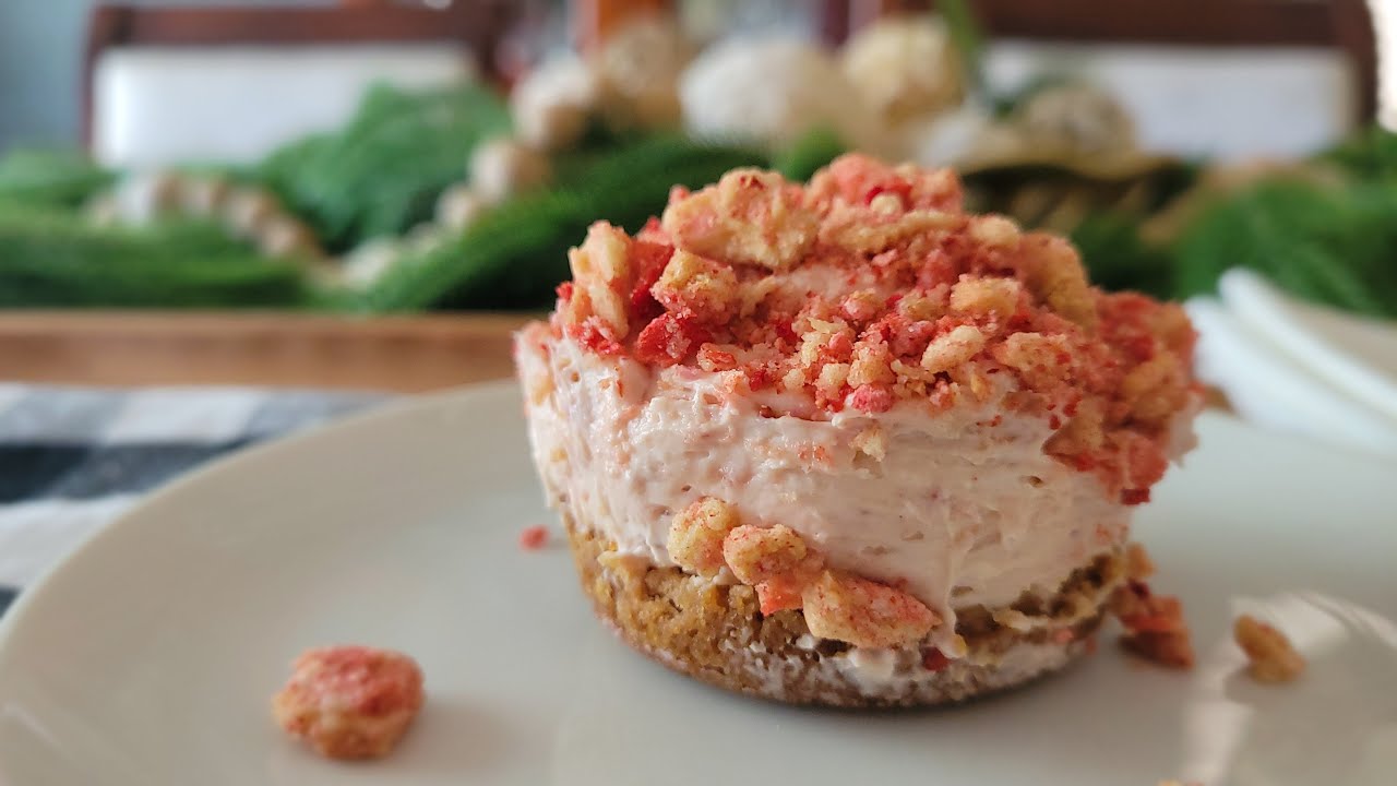 Strawberry Crunch Mini Cheesecakes Recipe with Freeze Dried Strawberries