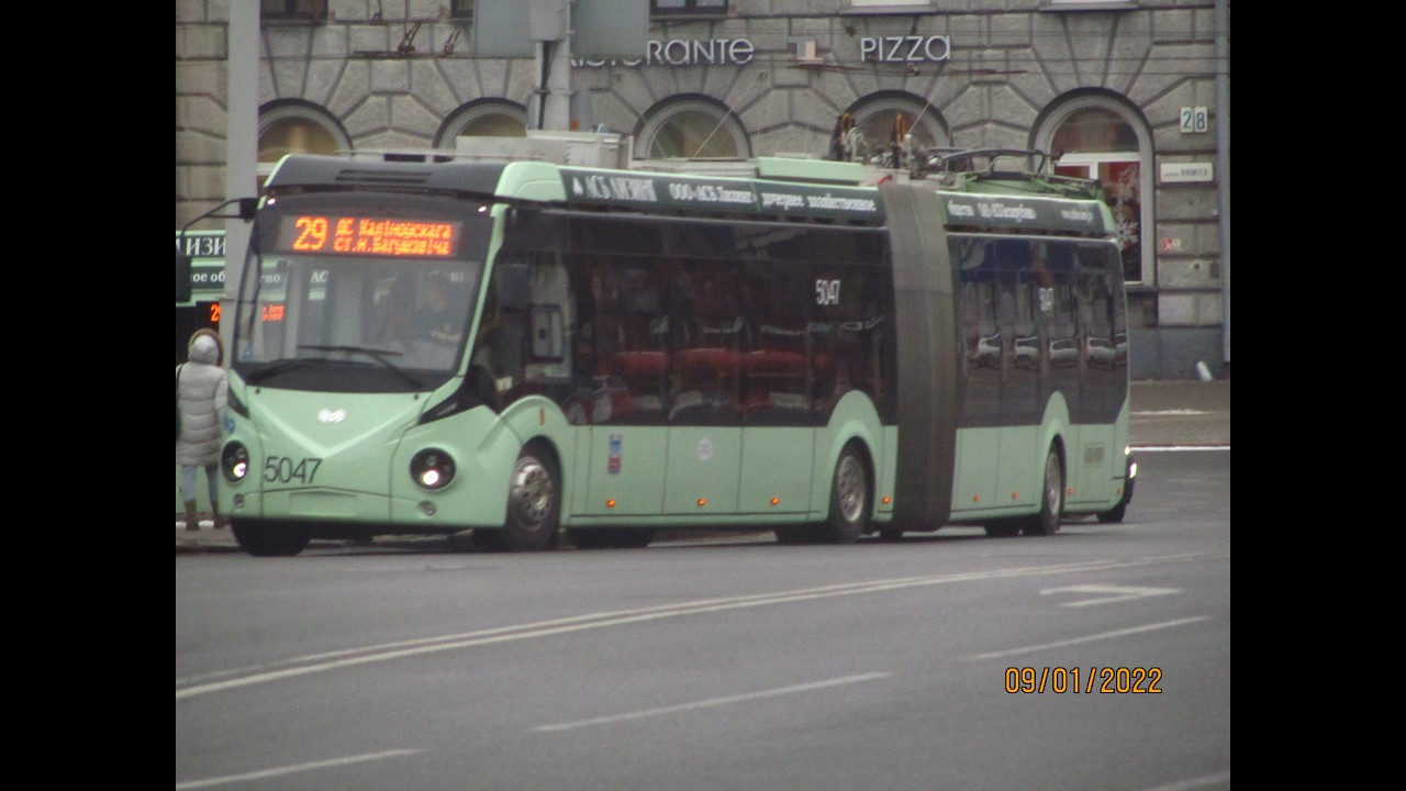 Минск, поездка в троллейбусе БКМ-43300Д, парк.№ 5047, марш.42 (08.12.2025)