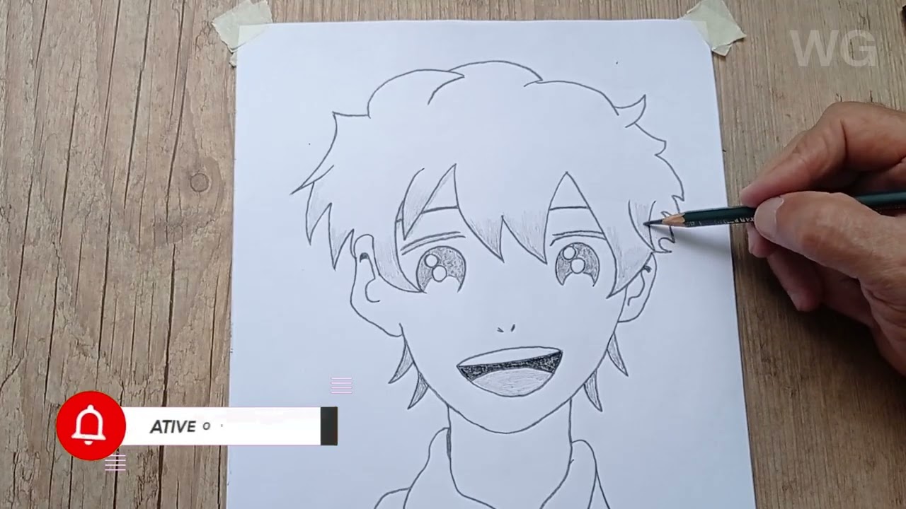 Como desenhar o rosto de um garoto tipo Anime, passo a passo...
