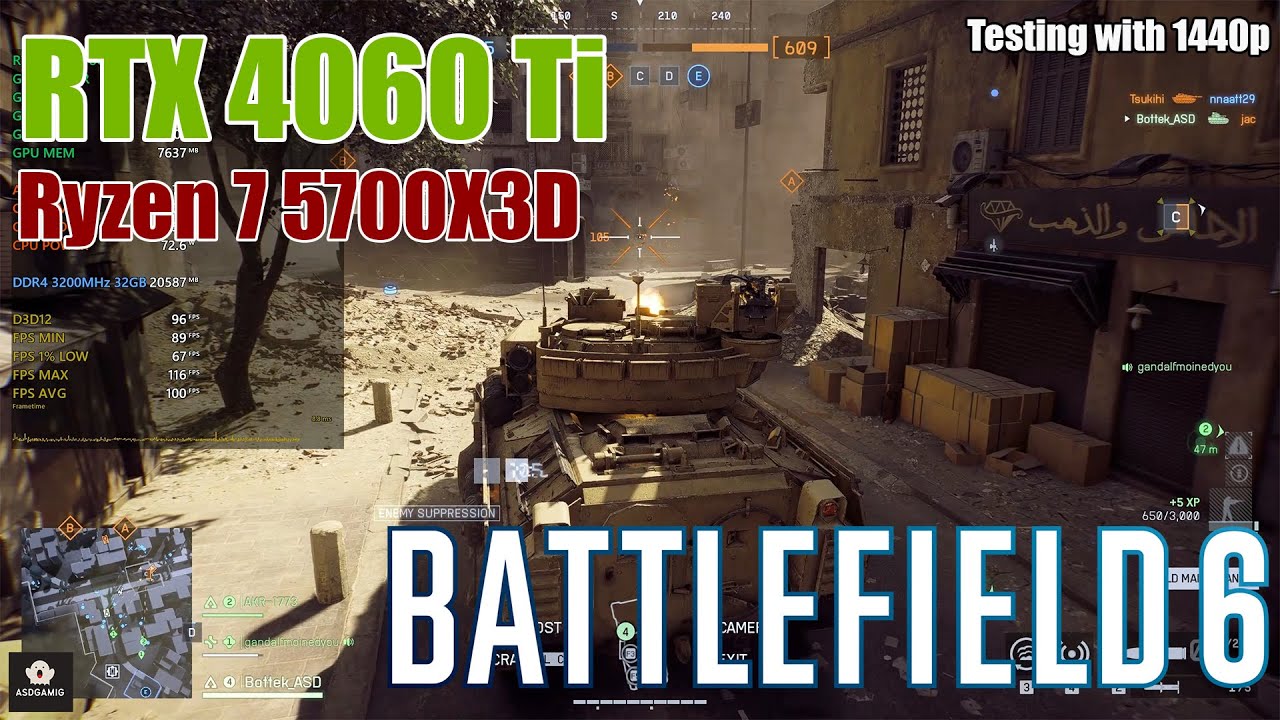 RTX 4060 Ti + R7 5700X3D - Battlefield 6 at 1440p