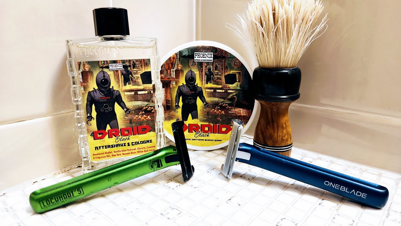 Сравнение лезвий Lockhart и Feather Blades для безопасной бритвы OneBlade Element с одним лезвием.