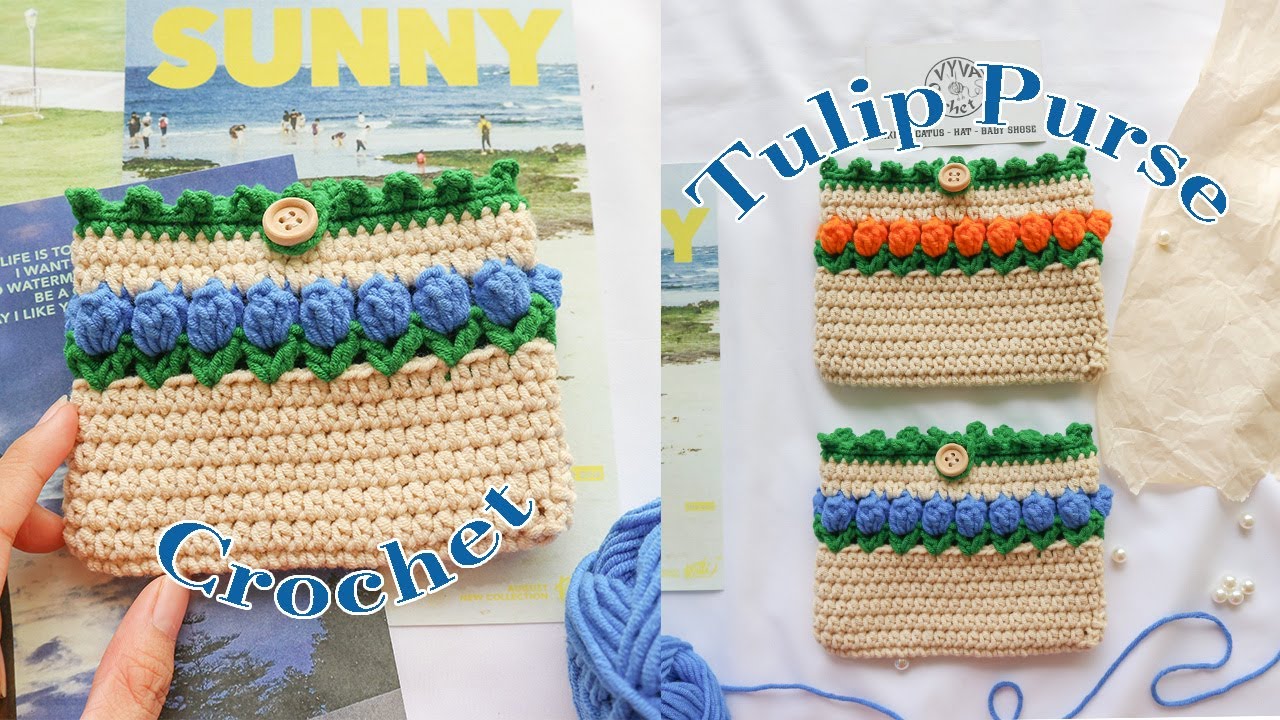 Crochet Tulip Purse🌷 Hướng dẫn móc túi mini hoa Tulip đựng đồ trang điểm để đi du lịch🌷 Vyvascrochet