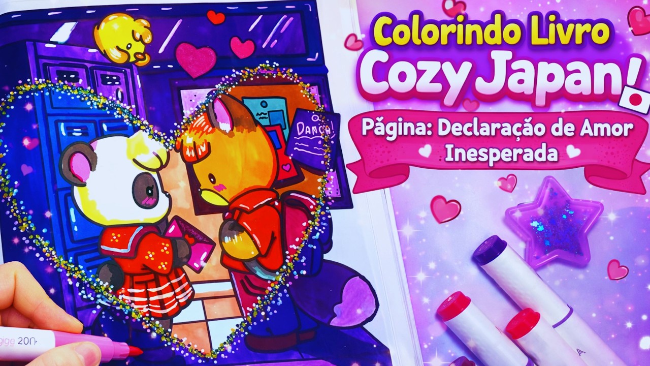 Colorindo Cozy Japan 💌 Efeito Portal do Amor💖 | Jade Summer #cozyjapan #coloringbook