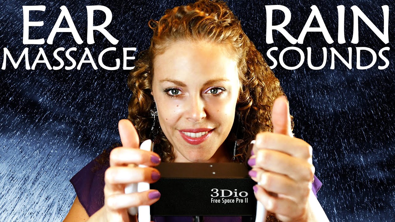 Rain Storm ASMR Ear Massage and Ear Cupping No Talking Binaural 3Dio Rain Sounds