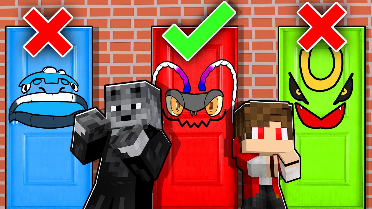 NÃO ESCOLHA a PORTA ERRADA dos POKEMON com LUCKY PIXELMON do FUTURO vs PASSADO no MINECRAFT