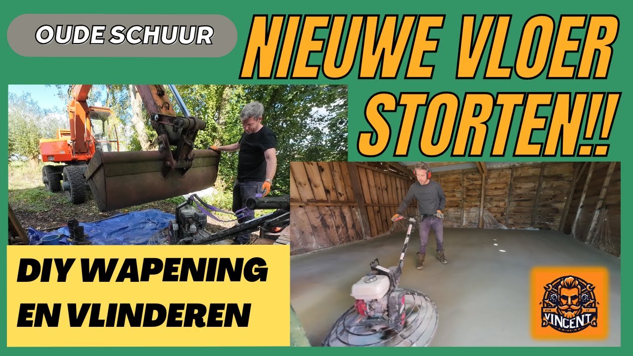 Schuur opknappen deel 2:  Wapenen Vloer storten en Vlinderen DIY