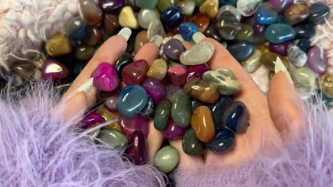 ASMR with natural long nails | Relaxing | natural nails | stones | satisfying