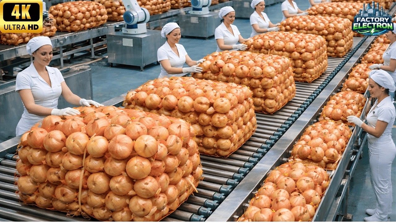 Inside the Largest Onion Factory – From Raw Onions to Finished Products Full Process