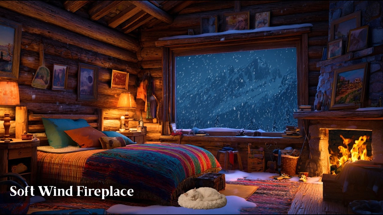 Calm Wind and Cozy Fireplace Sounds 🔥 Gentle Nature Ambience for Deep Sleep | Soft Wind Fireplace