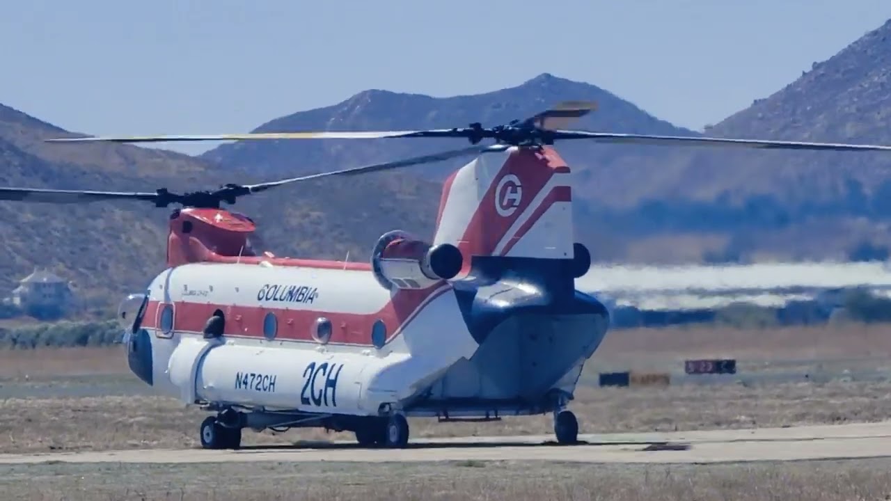 Chinook CH 47  Helicopter taking off at Hemet Ryan #calfire #planespotting #aviation #airplane