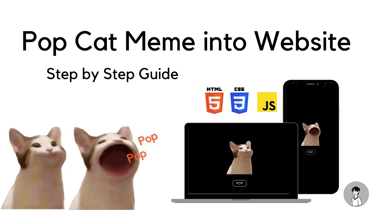 Let's make a Pop Cat meme into a Website using HTML CSS JavaScript (Step by Step Guide)