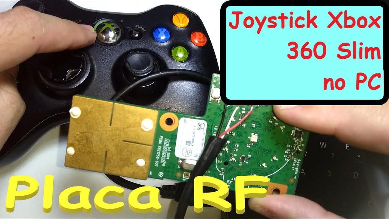 Como usar Controle Joystick Placa RF Xbox 360 Slim no pc - Receiver Receptor caseiro - Modelo 1409