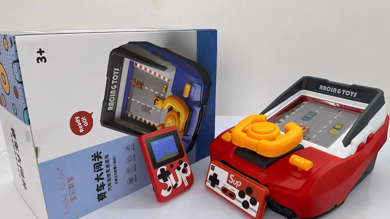 Game console toy unboxing and review! Racing games, Super Mario Bros., Adventure Island, etc.