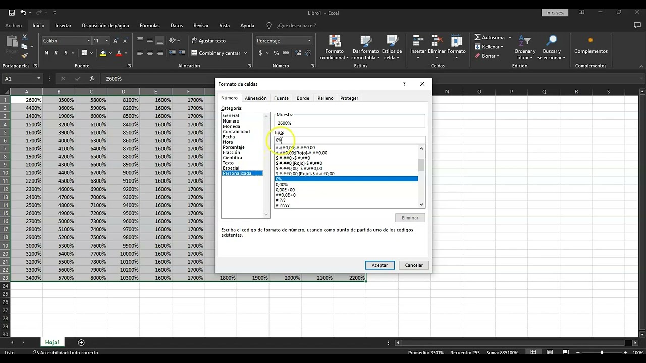 Quitar ceros 0 de Excel con números en formato de porcentajes